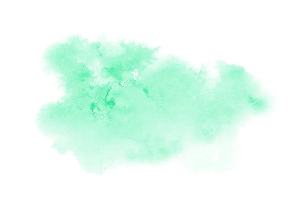 Abstraktes Aquarell-Hintergrundbild mit einem flüssigen Spritzer Aquarellfarbe, isoliert auf Weiß. Türkistöne — Stockfoto