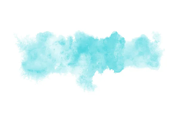 Abstraktes Aquarell-Hintergrundbild mit einem flüssigen Spritzer Aquarellfarbe, isoliert auf Weiß. hellblaue Töne — Stockfoto