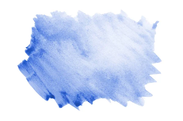 白に隔離されたアクアレル塗料の液体スプラッタを持つ抽象的な水彩の背景画像。ブルートーン — ストック写真