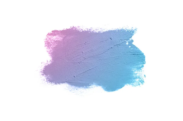 Mancha y textura de lápiz labial o pintura acrílica aislada sobre fondo blanco. Color azul violeta — Foto de Stock