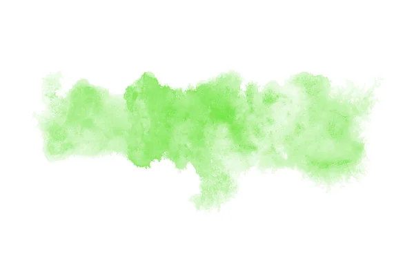 Abstract watercolor background image with a liquid splatter of aquarelle paint, isolated on white. Green tones — Stock Photo, Image