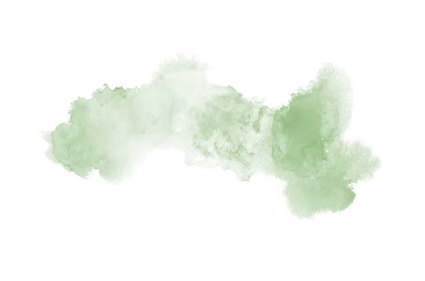 Imagen de fondo de acuarela abstracta con una salpicadura líquida de pintura acuarela, aislada en blanco. Tonos verde oscuro —  Fotos de Stock