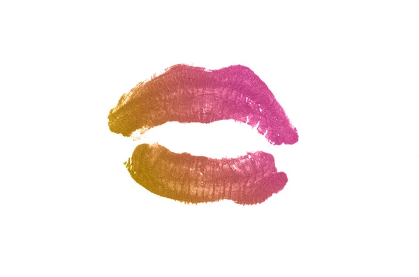 Lippenstift kus Mark op witte achtergrond. Mooie lippen geïsoleerd. — Stockfoto