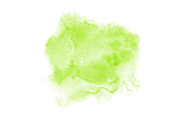 白に隔離されたアクアレル塗料の液体スプラッタを持つ抽象的な水彩の背景画像。グリーントーン — ストック写真