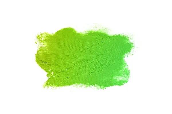 白い背景に分離された口紅やアクリル塗料のスミアとテクスチャ リップグロスまたは液体マニキュアスウォッチ汚れサンプルのストローク 美容化粧品デザインのための要素 緑の黄色 — ストック写真