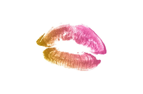 Marca de beso de lápiz labial sobre fondo blanco. Hermosos labios aislados . — Foto de Stock
