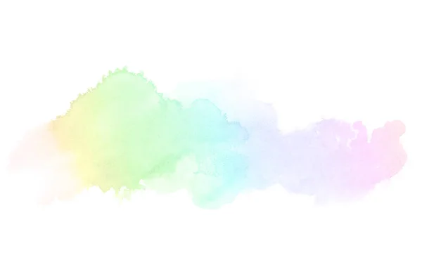 Abstract watercolor background image with a liquid splatter of aquarelle paint, isolated on white. Rainbow tones — Stock Photo, Image