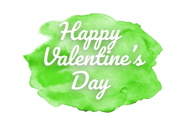 Abstract watercolor background image with a liquid splatter of aquarelle paint. Green tones. Happy Valentine Day — стокове фото