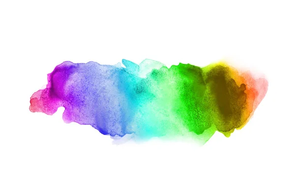 Image abstraite de fond aquarelle avec une éclaboussure liquide de peinture aquarelle, isolée sur blanc. Les tons arc-en-ciel — Photo