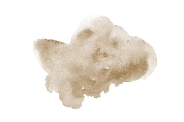 Абстрактное акварельное фоновое изображение с жидкими брызгами акварельной краски, выделенной на белом. Коричневые тона — стоковое фото
