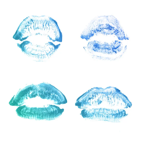 Női ajkak rúzs csók nyomtatási készlet Valentin nap elszigetelt o — Stock Fotó
