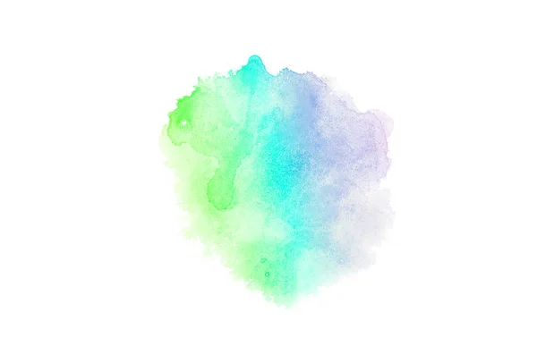 Imagen de fondo de acuarela abstracta con una salpicadura líquida de pintura acuarela, aislada en blanco. Tonos arco iris —  Fotos de Stock