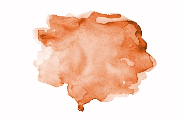 Imagen de fondo de acuarela abstracta con una salpicadura líquida de pintura acuarela, aislada en blanco. Tonos naranja — Foto de Stock