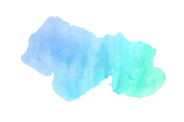 Abstract aquarel achtergrondafbeelding met een vloeibare Splatter van Aquarelle verf, geïsoleerd op wit. Blauwe en turquoise pasteltinten — Stockfoto