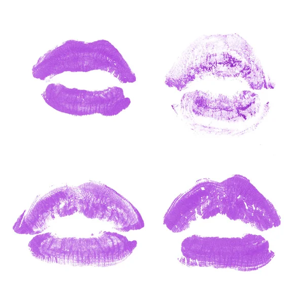 Weibliche Lippen Lippenstift-Kuss-Print-Set für den Valentinstag isoliert o — Stockfoto