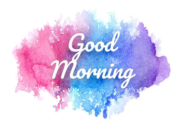 Абстрактное акварельное фоновое изображение с жидкими брызгами акварельной краски. Холодные тона. Доброе утро.
