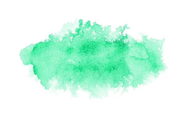 Imagen de fondo de acuarela abstracta con una salpicadura líquida de pintura acuarela, aislada en blanco. Tonos turquesa —  Fotos de Stock