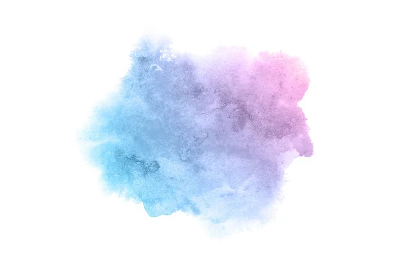 Imagem de fundo aquarela abstrata com um respingo líquido de tinta aquarelle, isolado em branco. Tons pastel rosa e azul — Fotografia de Stock