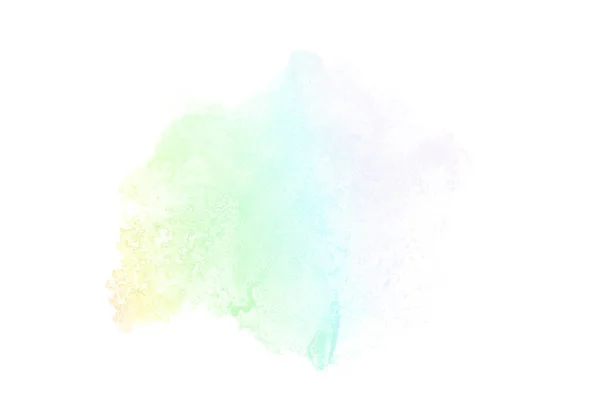 Abstraktes Aquarell-Hintergrundbild mit einem flüssigen Spritzer Aquarellfarbe, isoliert auf Weiß. Regenbogentöne — Stockfoto