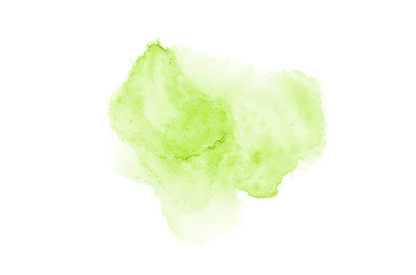 Imagem de fundo aquarela abstrata com um respingo líquido de tinta aquarelle, isolado em branco. Tons verdes — Fotografia de Stock