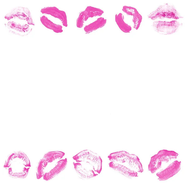 Female lips lipstick kiss print set for valentine day isolated o — Stock Photo, Image