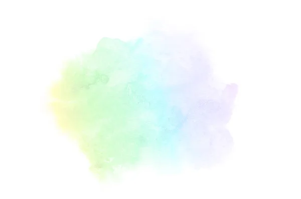 Abstraktes Aquarell-Hintergrundbild mit einem flüssigen Spritzer Aquarellfarbe, isoliert auf Weiß. Regenbogentöne — Stockfoto