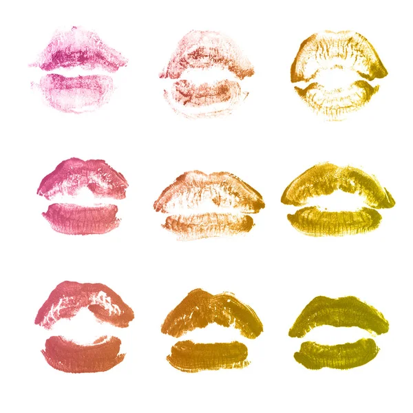 Женские губы помада поцелуй отпечаток набора на День Святого Валентина изолированы о — стоковое фото