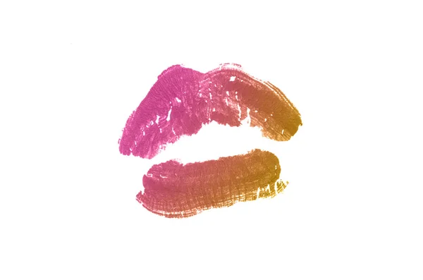 Kleur Lipstick Kus Mark Witte Achtergrond Mooie Lippen Geïsoleerd Wit — Stockfoto