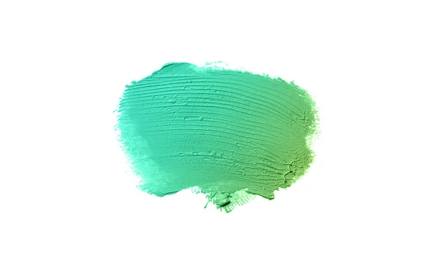 Roztěr a struktura rtěnky nebo akrylové barvy izolované na bílém pozadí. Smaragdová barva — Stock fotografie
