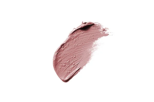 Spalmare e consistenza di rossetto o vernice acrilica isolata su sfondo bianco. Colore rosso scuro — Foto Stock