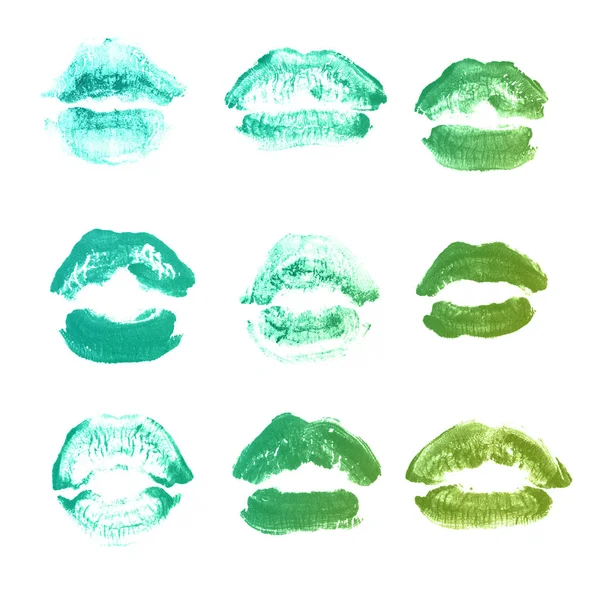 Vrouwelijke lippen lipstick kiss print set voor Valentijn dag geïsoleerd o — Stockfoto