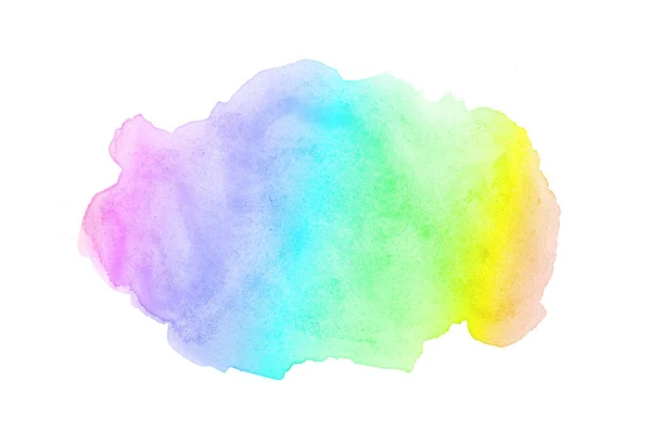 Abstract watercolor background image with a liquid splatter of aquarelle paint, isolated on white. Rainbow tones — Stock Photo, Image