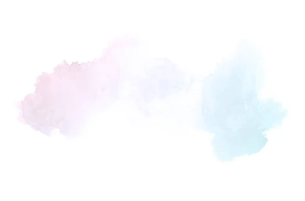 Imagem de fundo aquarela abstrata com um respingo líquido de tinta aquarelle, isolado em branco. Tons pastel rosa e azul — Fotografia de Stock