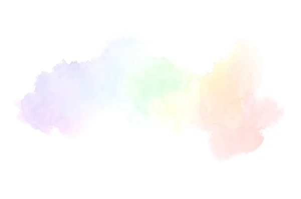 Abstraktes Aquarell-Hintergrundbild mit einem flüssigen Spritzer Aquarellfarbe, isoliert auf Weiß. Regenbogentöne — Stockfoto