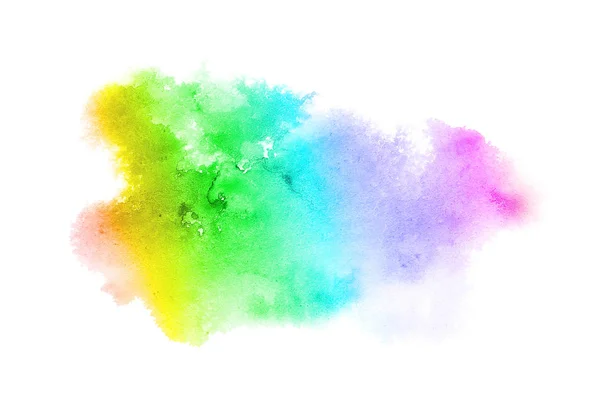 Imagen de fondo de acuarela abstracta con una salpicadura líquida de pintura acuarela, aislada en blanco. Tonos arco iris — Foto de Stock