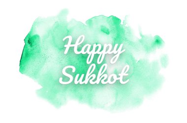Kova boyası sıvı bir sıçrama ile soyut suluboya arka plan görüntüsü. Turkuaz tonları. Mutlu Sukkot
