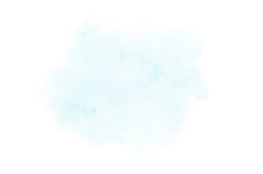 Beyaz üzerine izole edilmiş, sıvı bir kova boyası ile soyut suluboya arka plan görüntüsü. Açık mavi tonları
