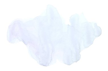 Beyaz üzerine izole edilmiş, sıvı bir kova boyası ile soyut suluboya arka plan görüntüsü. Pembe ve mavi pastel tonları