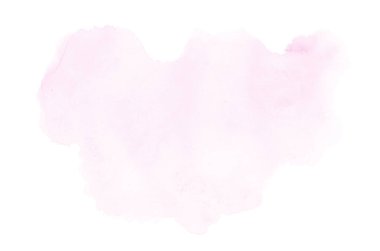 Beyaz üzerine izole edilmiş, sıvı bir kova boyası ile soyut suluboya arka plan görüntüsü. Pembe tonları