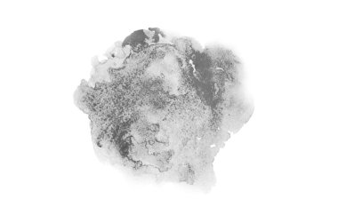 Beyaz üzerine izole edilmiş, sıvı bir kova boyası ile soyut suluboya arka plan görüntüsü. Siyah beyaz tonları