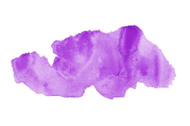 Beyaz üzerine izole edilmiş, sıvı bir kova boyası ile soyut suluboya arka plan görüntüsü. Mor tonları