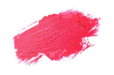 Smear ve ruj veya akrilik boya beyaz arka plan üzerinde izole doku. Macenta rengi