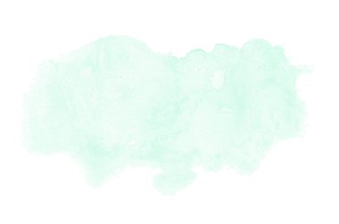 Beyaz üzerine izole edilmiş, sıvı bir kova boyası ile soyut suluboya arka plan görüntüsü. Turkuaz tonları