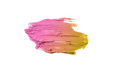 Smear ve ruj veya akrilik boya beyaz arka plan üzerinde izole doku. Bronz renk