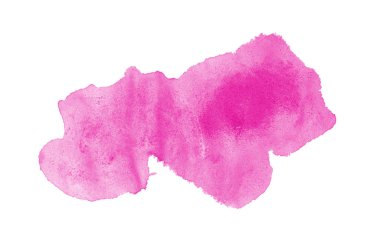 Beyaz üzerine izole edilmiş, sıvı bir kova boyası ile soyut suluboya arka plan görüntüsü. Pembe tonları