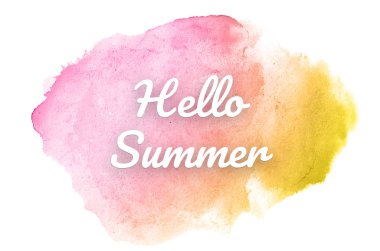 Kova boyası sıvı bir sıçrama ile soyut suluboya arka plan görüntüsü. Pembe ve sarı tonları. Merhaba yaz