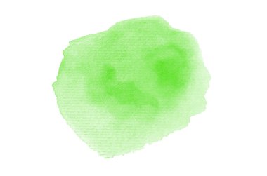 Beyaz üzerine izole edilmiş, sıvı bir kova boyası ile soyut suluboya arka plan görüntüsü. Yeşil tonları