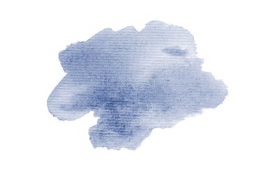 Beyaz üzerine izole edilmiş, sıvı bir kova boyası ile soyut suluboya arka plan görüntüsü. Koyu mavi tonları