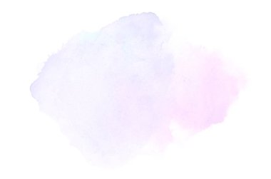 Beyaz üzerine izole edilmiş, sıvı bir kova boyası ile soyut suluboya arka plan görüntüsü. Mor tonları