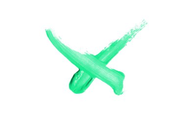 Parlak sıvı ruj smear onay işareti beyaz izole. Turqu